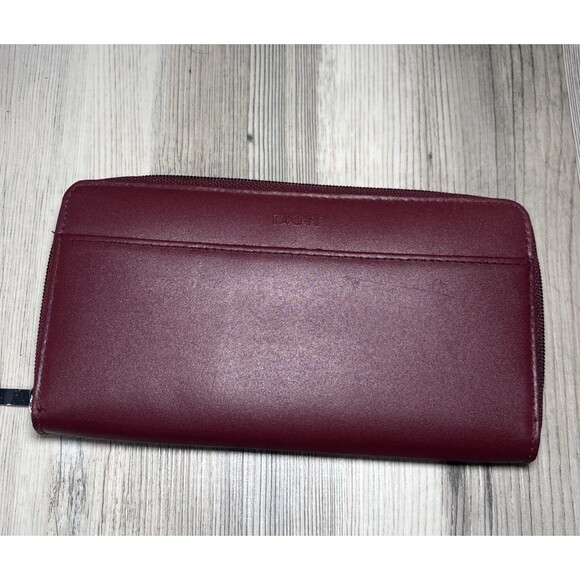DKNY Bryant Zip Around Compact Wallet in burgundy leather - Picture 2 of 9